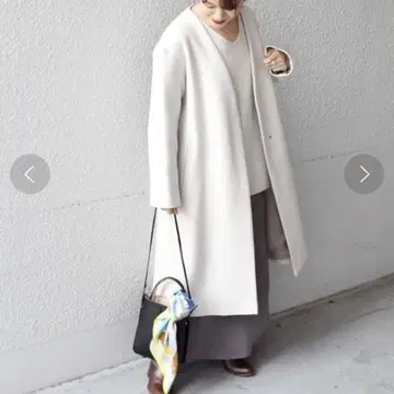 [새상품급] SHIPS 노카라 롱 코트 Bellandi 화이트 40