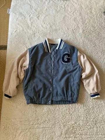 코듀로이 바시티 자켓 G 자수 그레이/베이지