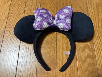 미니 마우스풍 머리띠 블랙과 보라색 스팽글