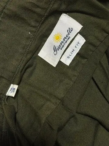 Giannetto 슬림핏 긴팔 셔츠 올리브 그린