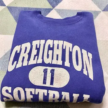 90s 챔피언 블루 계열 삼단 리버스 위브 자수 택 XL USA 제조