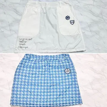 ZOY 조이 리버서블 충전솜 스커트 화이트 x 블루 하운드투스 #36