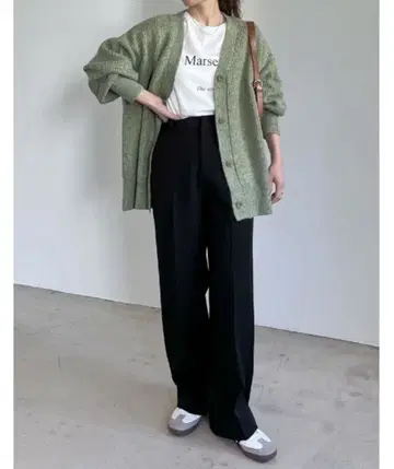 빅 실루엣 리사이클 MIX 니트 컬러 가디건 그린 Re: EDIT