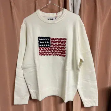 KIRSH 화이트 긴팔 스웨터 미국 국기 자수