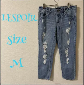 LESPOIR 데미지 가공 스트레이트 데님 M