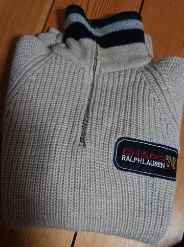 80년대 챕스 랄프 로렌 하프 지퍼 리브 니트