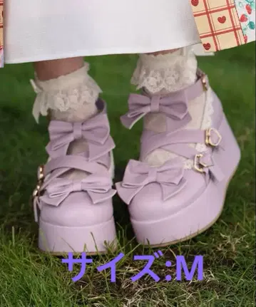 axes femme kawaii 리본 스캘럽 배색 슈즈