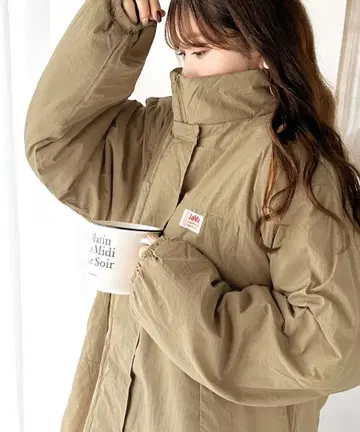 [JaVa 콜라보] 바스락 소재 스탠드넥 밀리터리 코트