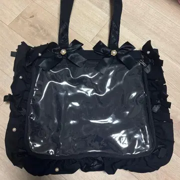 자카마트 이타백 A4 프릴 디자인 블랙 토트백