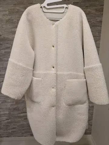 개럴개런트 보아 소재 롱 코트 아이보리 리버서블