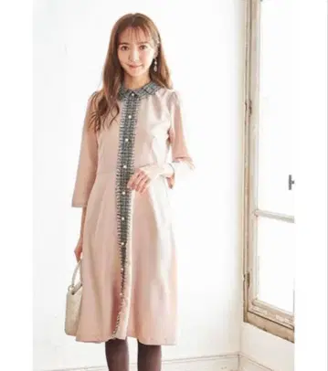 toccocloset 달콤한 클래시컬한 카라 부착 트위드 절개 원피스