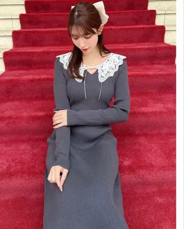 바이컬러 플레어 롱 원피스