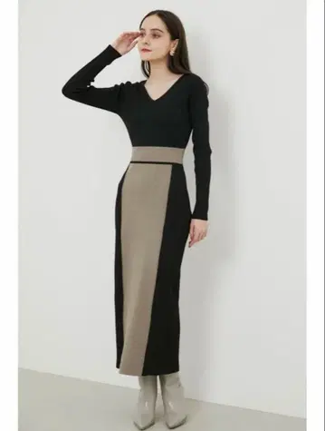 rienda 리엔다 2WAY 바이컬러 타이트 니트 원피스