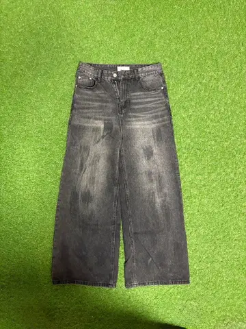 WESTBOY/블랙 배기 데님 팬츠/세미 와이드 데님 팬츠