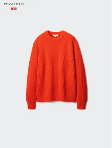 UNIQLO JW 앤더슨 리브 크루넥 스웨터 오렌지 S