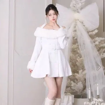 bubbles 퍼 오프숄더 트위드 원피스