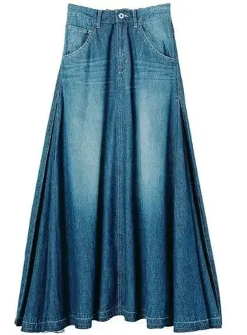 빈티지 데님 롱 스커트 빅 사이즈 Ranan