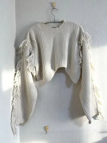 프린지 크롭 니트