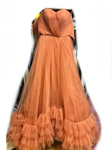 오렌지 프릴 컬러 드레스 이삼모리타풍