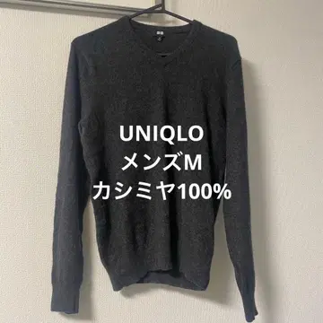UNIQLO 남성용 캐시미어 100% 니트 그레이 M