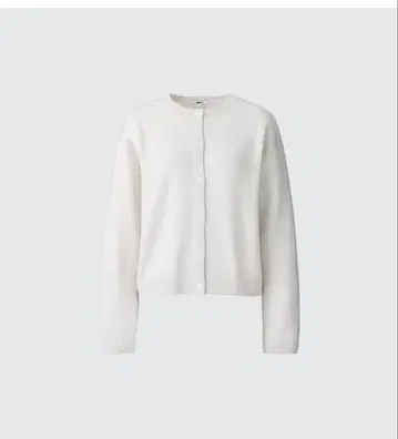 유니클로 시 캐시미어 100% 크루넥 숏 가디건 화이트