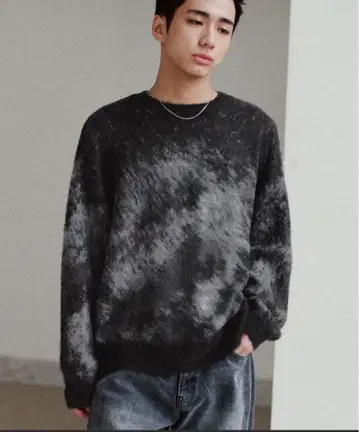 [ WYM ] 모헤어 블렌드 자카드 샤기 니트