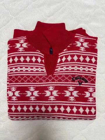 캘러웨이 빨간색 패턴 니트 스웨터