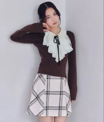 snidel Sustainable 로빙 체크 미니 스커트