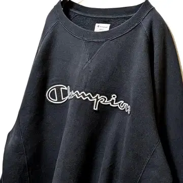 챔피온 로고 자수 맨투맨 트레이닝복 블랙 L 구제 의류