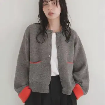 LIAN 알파카 터치 바이컬러 가디건