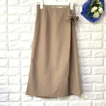 롱 스커트 사이드 리본 백 슬릿 뒷면 밴딩 롱 레그 슬림 오피스