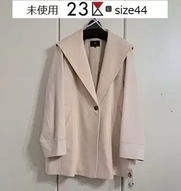 미사용 23구 L 울 캐시미어 비버 후드 부착 숏코트 44 양모 캐시미어