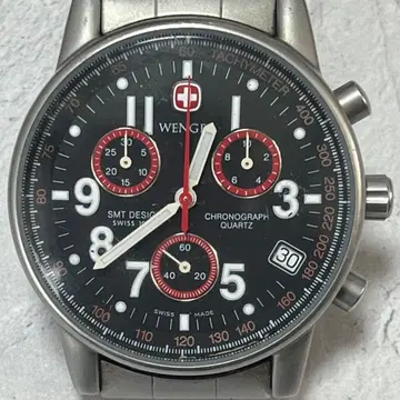 WENGER 크로노그래프 손목시계 스테인리스 배터리 새상품 작동 중