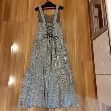 마이 스트라다 백 레이스업 디자인 롱 원피스 미사용 새상품 체크 무늬