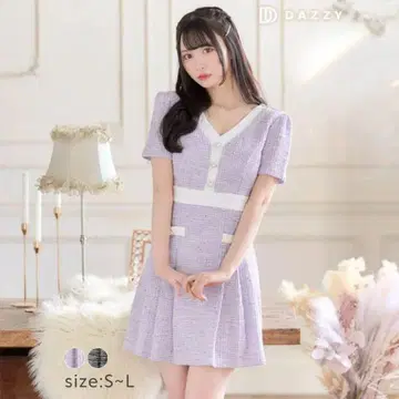 DAZZY 라벤더 트위드 드레스 S