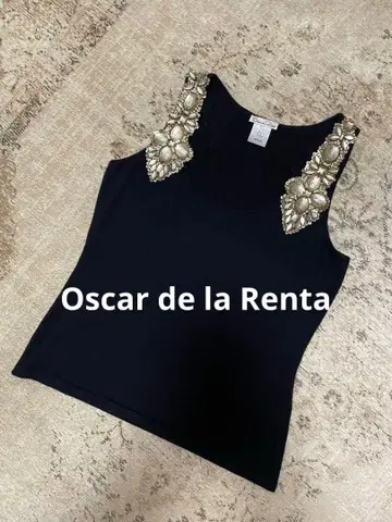 새상품급 Oscar de la Renta 비쥬 장식 캐시미어 상의