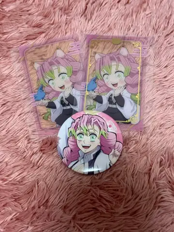 칸로지 미츠리 트레이딩 카드 2장 캔뱃지 1개