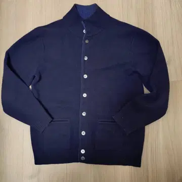 UNITED ARROWS 고급 네이비 스탠드 카라 니트 블루종 M 상당