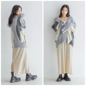 [새상품급] 로리즈팜 샤이니 벨로아 타이트 스커트/아이보리