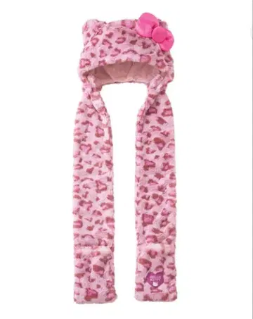 USJ 유니버셜 머플러 햇 헬로키티 레오파드 무늬 핑크