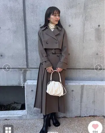 [ 정가 6만 엔 초과 ] SNIDEL 플리츠 울 코트