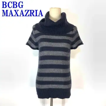 BCBGMAXAZRIA 반팔 니트 울 그레이 네이비 M C1062