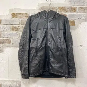 새상품급 양가죽 블랙 가죽 후드 부착 자켓 M