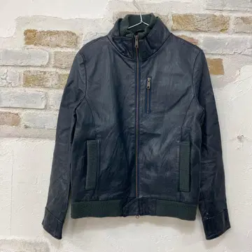 FAMOUSCRAP 다크 네이비 그레이 가죽 자켓 M 사이즈