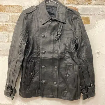 초레어 양가죽 블랙 가죽 더블 브레스트 자켓