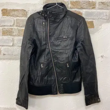 레어 새상품급 돈피 변형 블랙 가죽 라이더 자켓 M