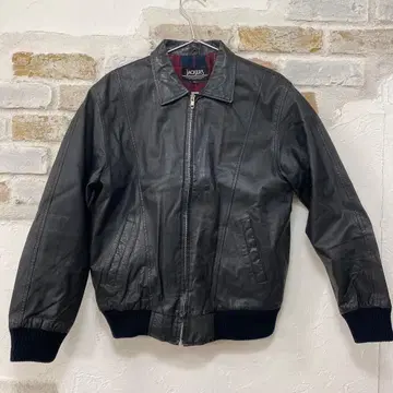 새상품급 소가죽 블랙 레더 봄버 자켓 안감 빨간색 체크 L