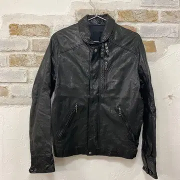 레어 양가죽 블랙 가죽 싱글 라이더 자켓 M