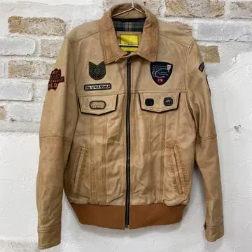 새상품급 양가죽 베이지 가죽 MA-1 플라이트 자켓 M