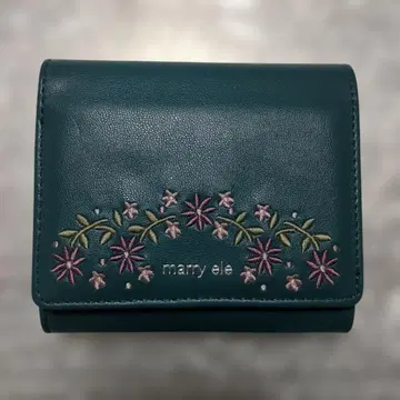 미사용 새상품 2단 접이식 지갑 인조 가죽 블루그린 계통